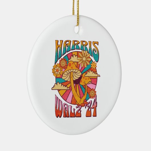 Harris Walz 2024 Trendy Boho Hippie Mushroom Keramik Ornament (Rechts)