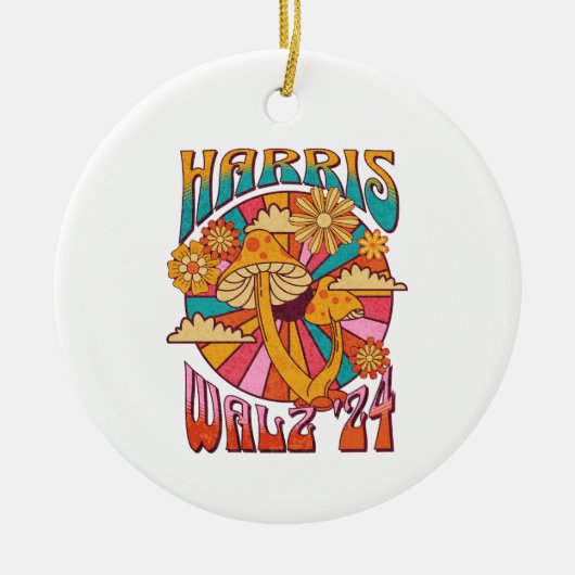 Harris Walz 2024 Trendy Boho Hippie Mushroom Keramik Ornament (Vorne)