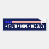 Harris Walz 2024: Truth Hope Decency Autoaufkleber (Vorne)