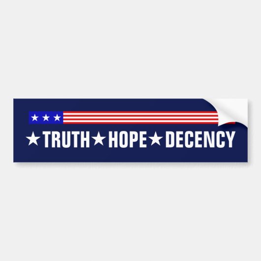 Harris Walz 2024: Truth Hope Decency Autoaufkleber (Vorne)