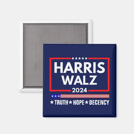 Harris Walz 2024: Truth Hope Decency Magnet (Vorderseite/Rückseite)