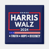 Harris Walz 2024: Truth Hope Decency Magnet (Vorne)