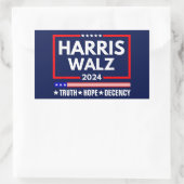 Harris Walz 2024: Truth Hope Decency Rechteckiger Aufkleber (Tasche)