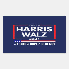 Harris Walz 2024: Truth Hope Decency Rechteckiger Aufkleber