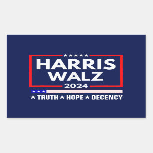 Harris Walz 2024: Truth Hope Decency Rechteckiger Aufkleber