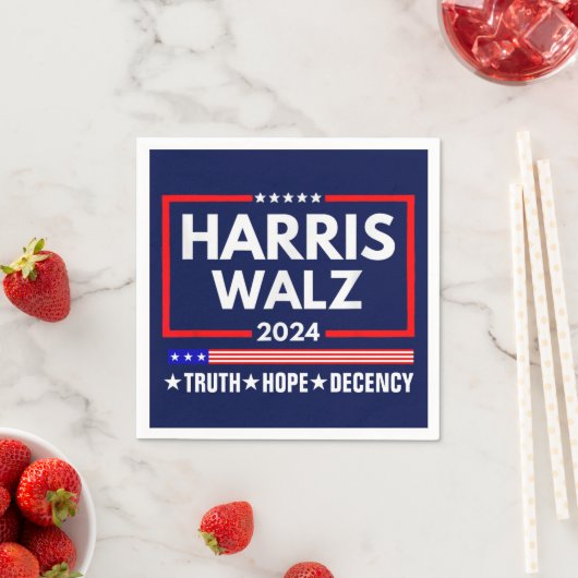 Harris Walz 2024: Truth Hope Decency Serviette (Beispiel)