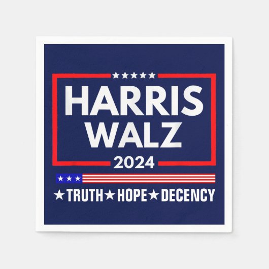 Harris Walz 2024: Truth Hope Decency Serviette (Vorderseite)