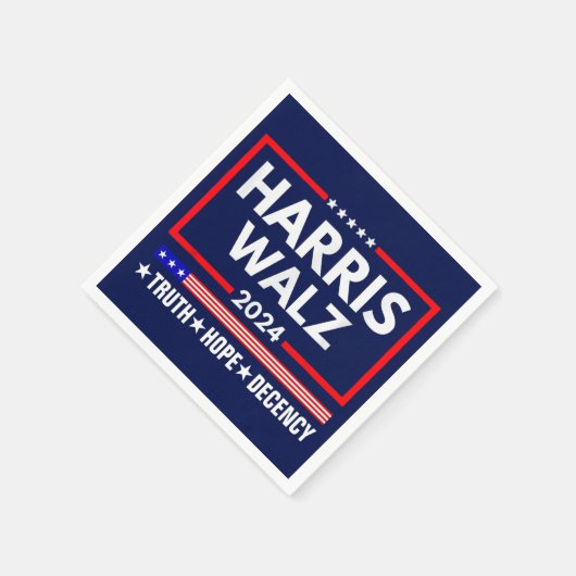 Harris Walz 2024: Truth Hope Decency Serviette (Ecke)