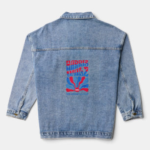 Harris Walz 2024 Vintag Boho Groovy Retro red Blu Jeansjacke