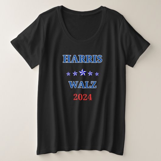 Harris Walz 2024 Wahl Kamala Große Größe T-Shirt (Design vorne)