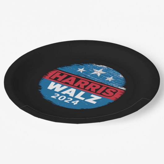 Harris Walz 2024 Wahl Kamala Harris Tim Waltz Pappteller (Schrägansicht)