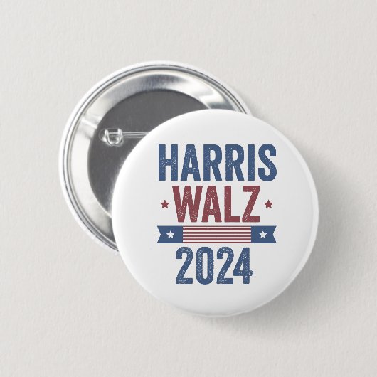 Harris Walz 2024 Wahl Kamala Tim Waltz Amerika Button (Vorne & Hinten)