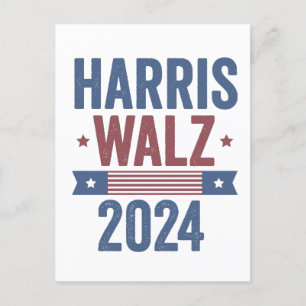 Harris Walz 2024 Wahl Kamala Tim Waltz Amerika Postkarte