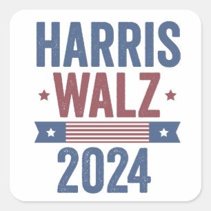 Harris Walz 2024 Wahl Kamala Tim Waltz Amerika Quadratischer Aufkleber