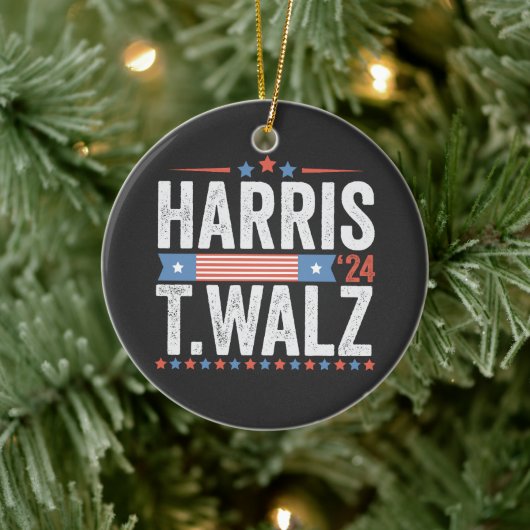 Harris Walz 2024 Wahl Kamala Tim Waltz Keramik Ornament (Baum)