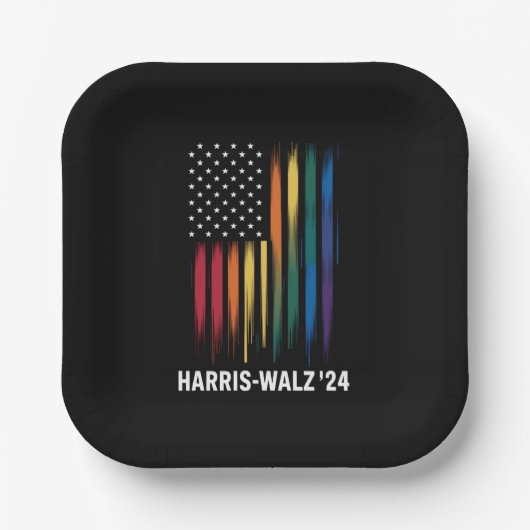 Harris Walz 2024 Wahl Kamala Tim Waltz LGBT Pappteller (Vorderseite)