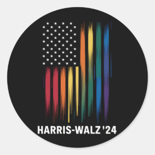Harris Walz 2024 Wahl Kamala Tim Waltz LGBT Runder Aufkleber