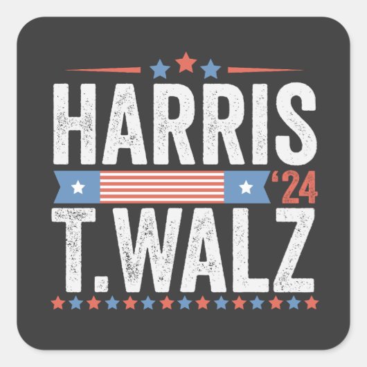 Harris Walz 2024 Wahl Kamala Tim Waltz Quadratischer Aufkleber (Vorderseite)