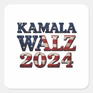 Harris Walz 2024 Wahl Kamala Tim Waltz Quadratischer Aufkleber