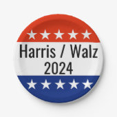 Harris Walz 2024 Wahl Pappteller (Vorderseite)