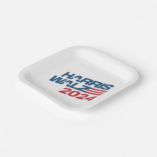 Harris Walz 2024 Wahl Pappteller (Gewinkelt)