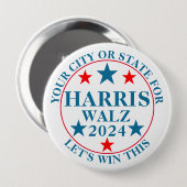 Harris Walz 2024 Wahl Personalisiert politisch Button (Vorne & Hinten)