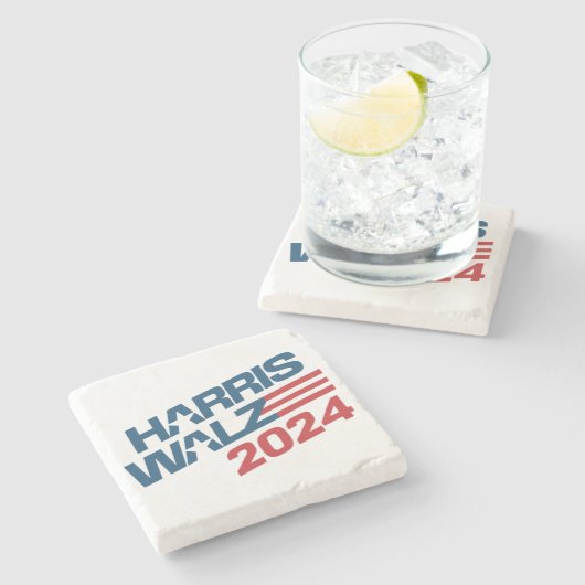 Harris Walz 2024 Wahl Steinuntersetzer (Seitenansicht)