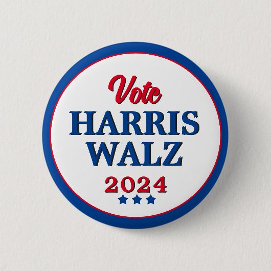 Harris Walz 2024 Wahl zur Demokratie Button (Vorderseite)