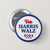 Harris Walz 2024 Wahl zur Demokratie Button (Vorne & Hinten)