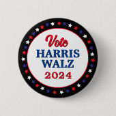 Harris Walz 2024 Wahl zur Demokratie Button (Vorderseite)