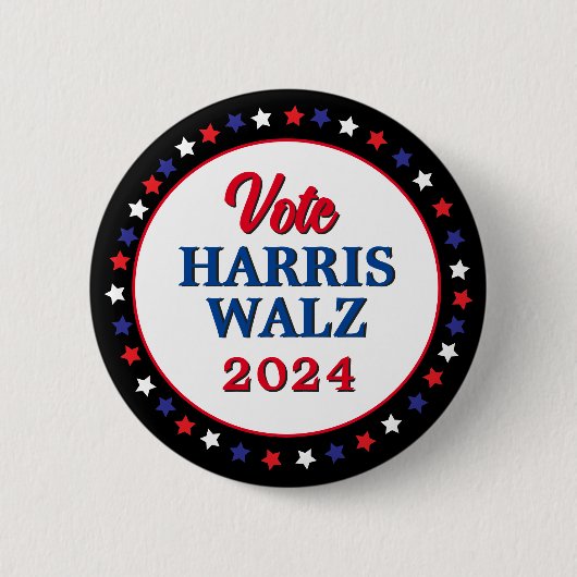 Harris Walz 2024 Wahl zur Demokratie Button (Vorderseite)