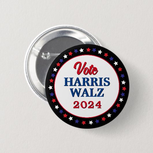 Harris Walz 2024 Wahl zur Demokratie Button (Vorne & Hinten)
