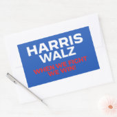 Harris Walz 2024 - Wenn wir kämpfen Wir gewinnen! Rechteckiger Aufkleber (Umschlag)