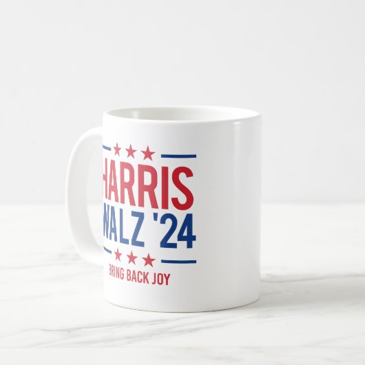 Harris Walz '24 - Bringen Sie die Freude zurück Kaffeetasse (Vorderseite Links)