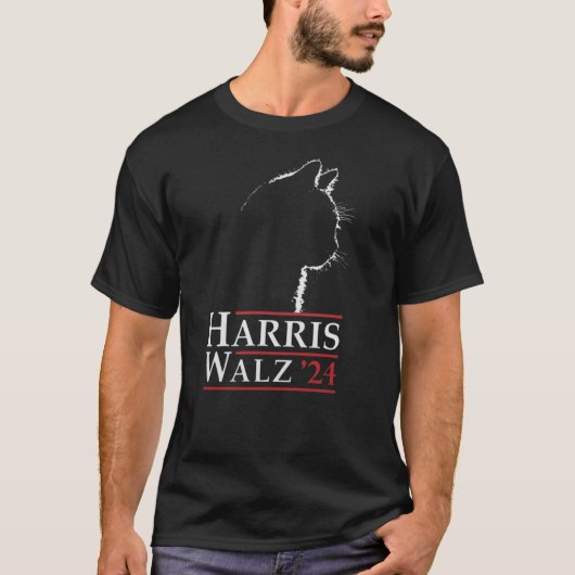 Harris Walz '24 Cat Silhouette Kampagne T-Shirt (Vorderseite)