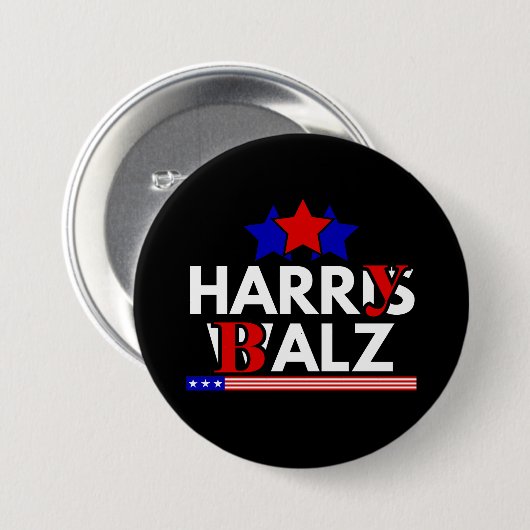 Harris Walz 24 Harry Balz 2024 Meme Democratics Button (Vorne & Hinten)