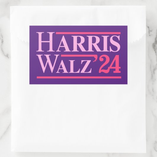 Harris Walz '24 Pink Rechteckiger Aufkleber (Tasche)