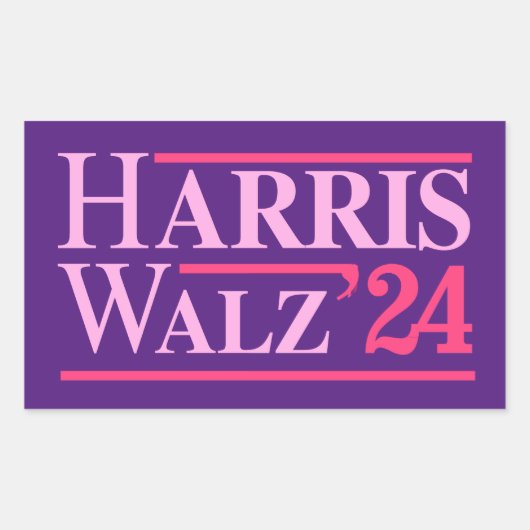 Harris Walz '24 Pink Rechteckiger Aufkleber (Vorderseite)