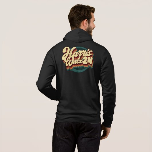 Harris Walz 24 Retro Hoodie (Schwarz voll)