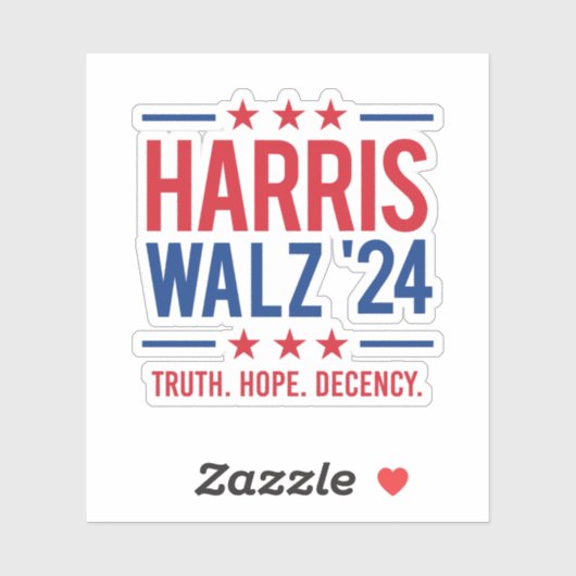Harris Walz '24 - Truth Hope Decency Aufkleber (Blatt)