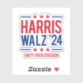 Harris Walz '24 - Unity over Division Aufkleber (Blatt)