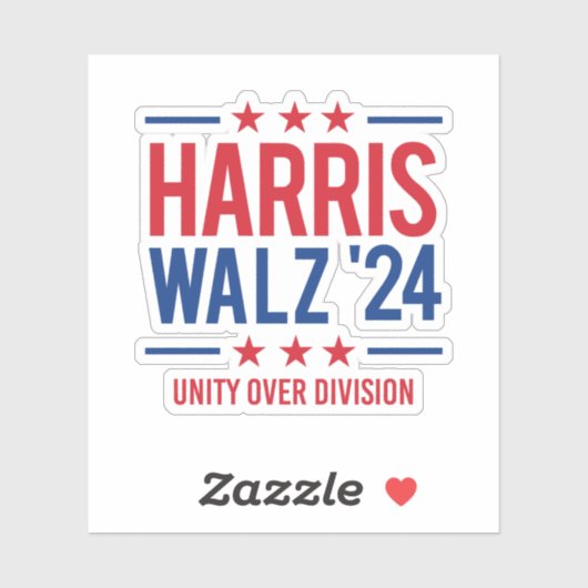 Harris Walz '24 - Unity over Division Aufkleber (Blatt)