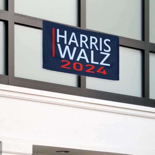 Harris Walz Banner zur Präsidentschaftswahl 2024 (Äußeres Gebäude)