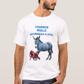 Harris/Walz, blau abstimmen, Esel, Elefant, Wahlen T-Shirt (Vorderseite)