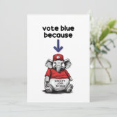 Harris/Walz, blau abstimmen, seltsamer Elefant, Wa Einladung (Stehend Vorderseite)