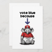 Harris/Walz, blau abstimmen, seltsamer Elefant, Wa Einladung (Vorne/Hinten)