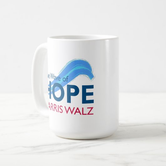 Harris Walz Blue Wave of Hope Kaffeetasse (Vorderseite Links)