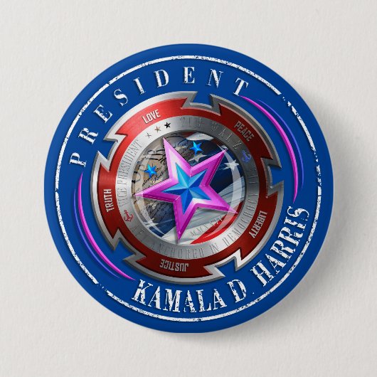 Harris-Walz-Briefmarke-Schild Button (Vorderseite)