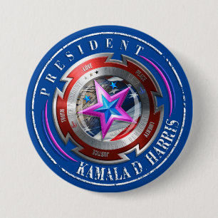 Harris-Walz-Briefmarke-Schild Button