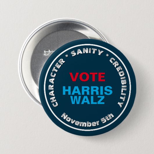 HARRIS WALZ Charakter Sanitäts-Glaubwürdigkeit Button (Vorne & Hinten)